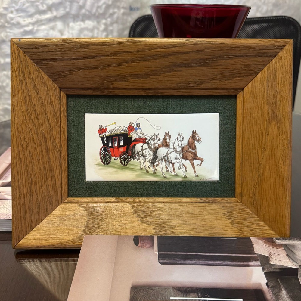VTG L. BOEHM Porcelain Tile in wood frame